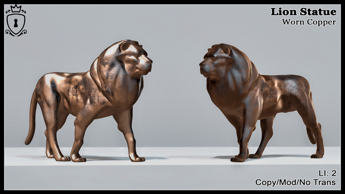 ~L:B~ Lion Statue-Worn Copper