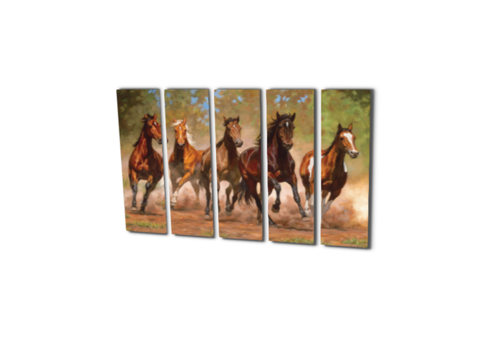 Five Panel Picture - Horses Stampede