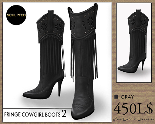 J's Fringe Cowgirl Boots2 (Gray)