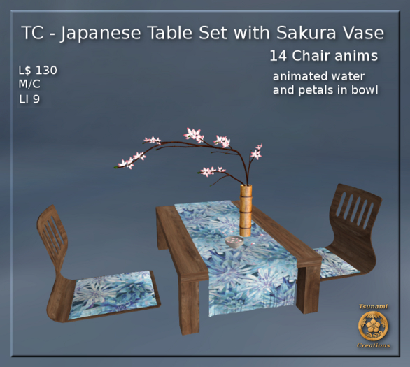 Japanese Table Set with Sakura Vase
