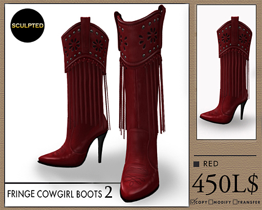 J's Fringe Cowgirl Boots2 (Red)