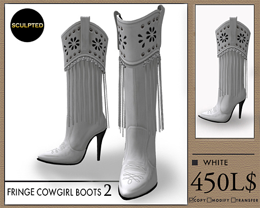J's Fringe Cowgirl Boots2 (White)