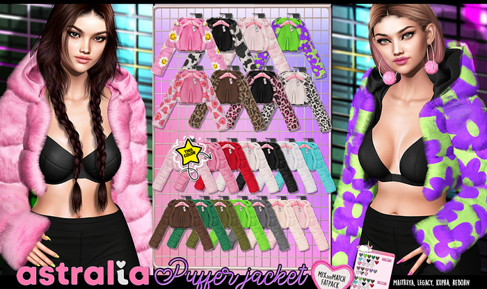 Astralia // Fluffy Puffer Jacket (Flamingo)