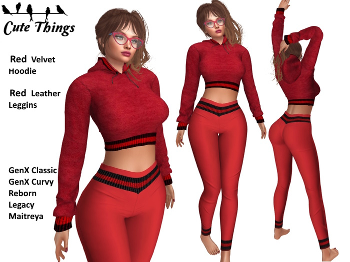 [CT] Sport Hoodie and Leggins Red - GenX Classic - GenX Curvy - Reborn - Legacy - Maitreya Demo