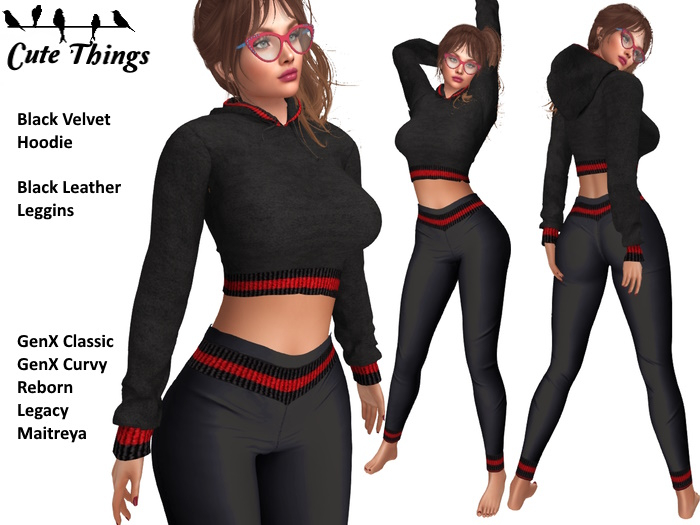 [CT] Sport Hoodie and Leggins Black - GenX Classic - GenX Curvy - Reborn - Legacy - Maitreya DEMO