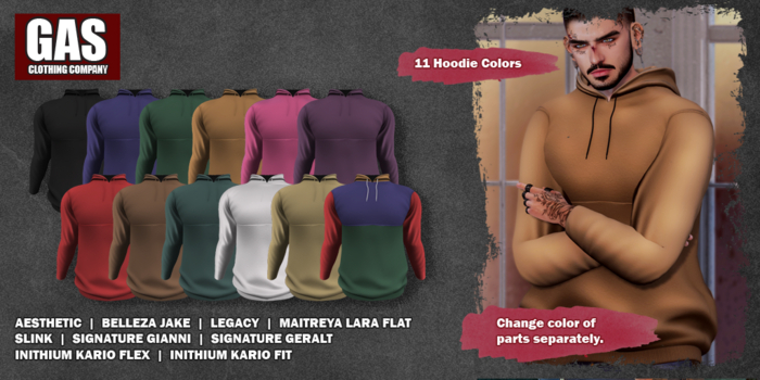GAS [Men's Hoodie Benjamin - 11 Colors w/HUD FATPACK] Demo