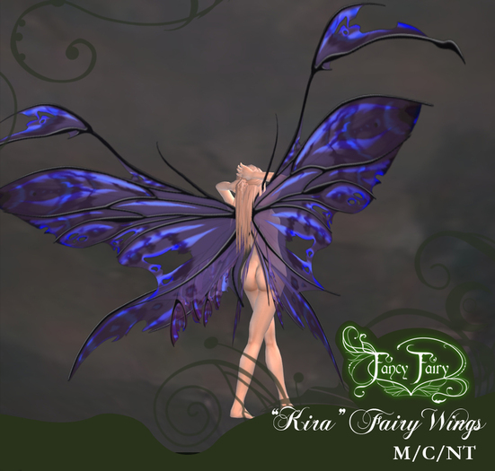 "Kira" Hand Painted Iridescent Scripted Fairy Wings- Grape