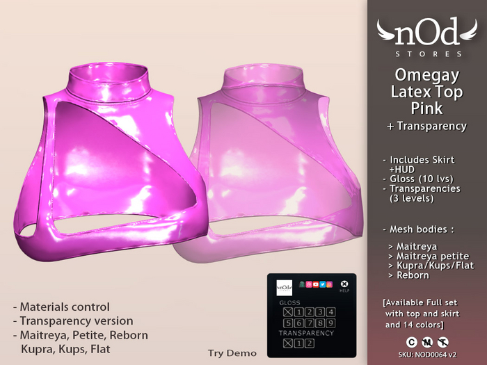 ~nOd~ Omegay Latex Top Pink [10 gloss levels / Transparencies] NOD0064