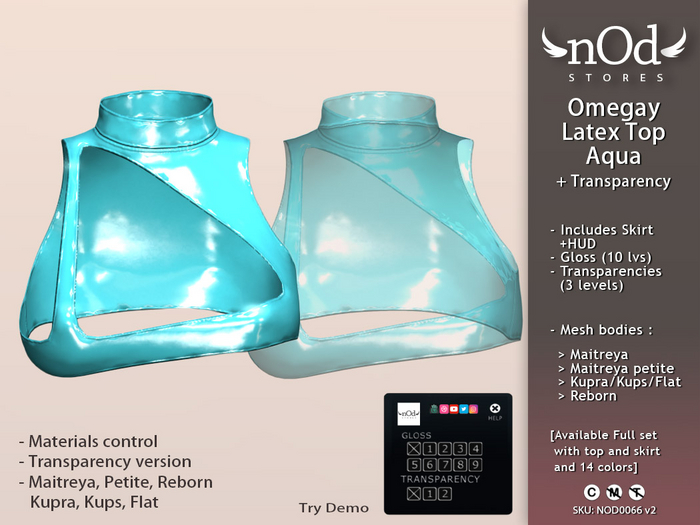 ~nOd~ Omegay Latex Top Aqua [10 gloss levels / Transparencies] NOD0066