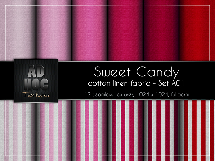 AD HOC - SWEET CANDY - Set A01 - Cotton Linen Fabric (unicolor & stripes)