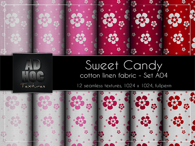 AD HOC - SWEET CANDY - Set A04 - Cotton Linen Fabric (little flowers)