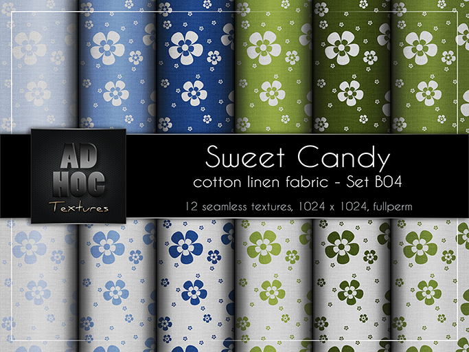 AD HOC - SWEET CANDY - Set B04 - Cotton Linen Fabric (little flowers)