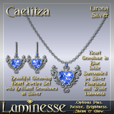 CAELITZA Lirona Necklace & Earrings Set OP - Blue Iolite White Diamond Silver