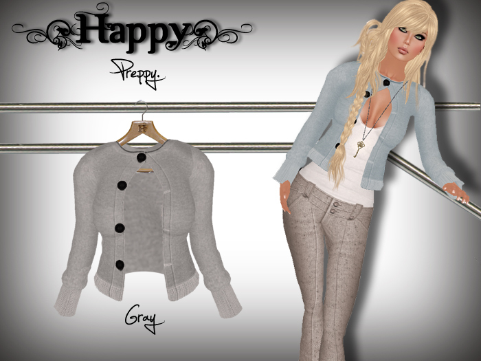 {Happy} Preppy Cardi (Gray)