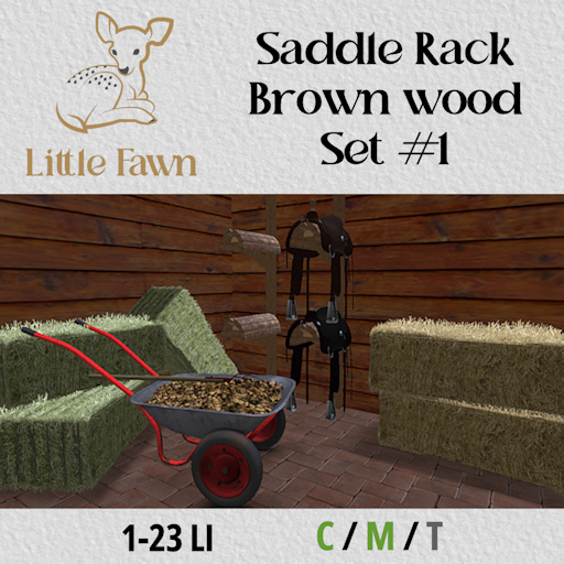 LF-#1 Saddle Rack Brown with & Without saddles W/Hay & Straw 