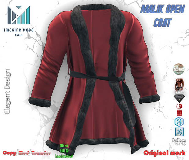 Malik Open Coat -Red- Aesthetic, Davis, Gianni, Jake, Legacy M, Kario, Slink -Imagine-