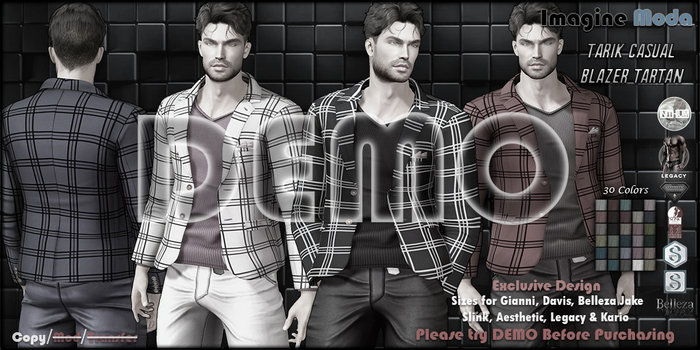 Tarik Casual Blazer Tartan -DEMO- Aesthetic, Gianni, Davis, Jake, Legacy, Kario, Slink -Imagine Moda-