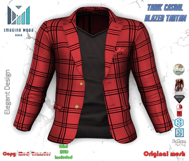 Tarik Casual Blazer Tartan -Red- Aesthetic, Gianni, Davis, Jake, Legacy, Kario, Slink -Imagine Moda-