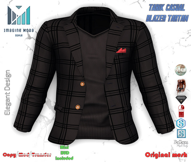 Tarik Casual Blazer Tartan -Black- Aesthetic, Gianni, Davis, Jake, Legacy, Kario, Slink -Imagine Moda-