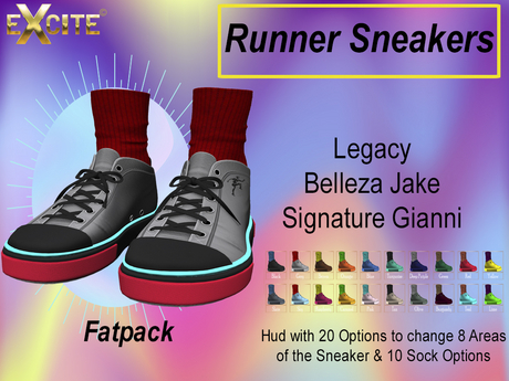 Second Life Marketplace - Excite Runner Sneakers Fatpack