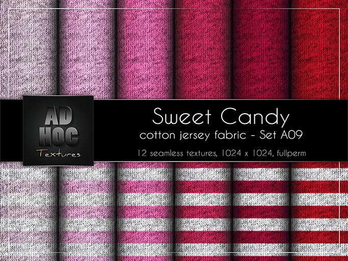 AD HOC - SWEET CANDY - Set A09 - Cotton Jersey Fabric (unicolor & stripes)