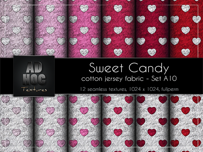 AD HOC - SWEET CANDY - Set A10 - Cotton Jersey Fabric (hearts)