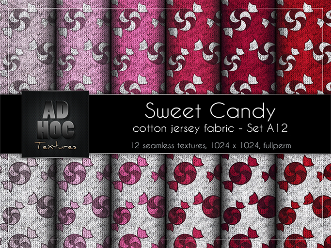 AD HOC - SWEET CANDY - Set A12 - Cotton Jersey Fabric (candy, sweets)