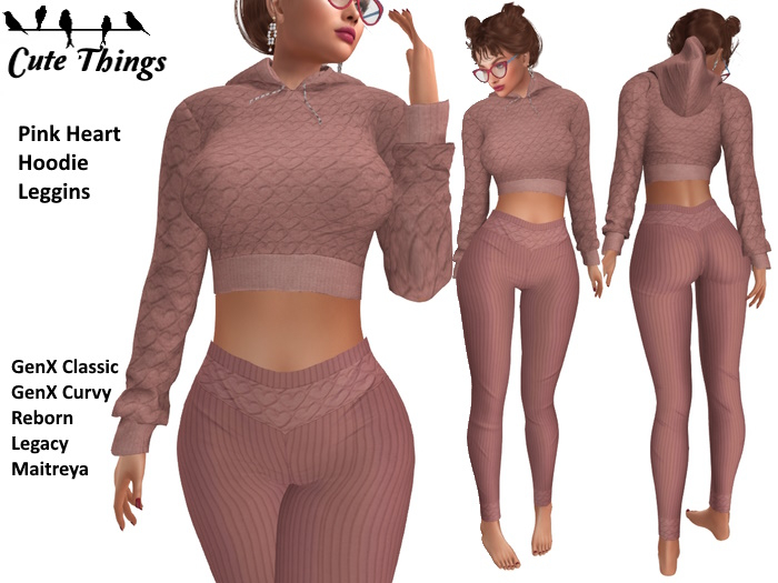 [CT] Pink Heart Hoodie and Leggins - GenX Classic - GenX Curvy - Maitreya - Legacy - Reborn