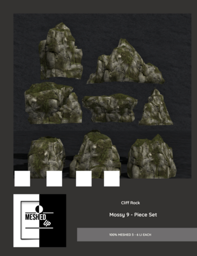 MeshedUp: Cliff Rocks Pack 9 Pcs 