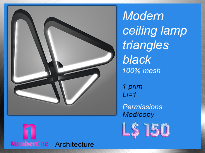 Modern ceiling lamp triangles black