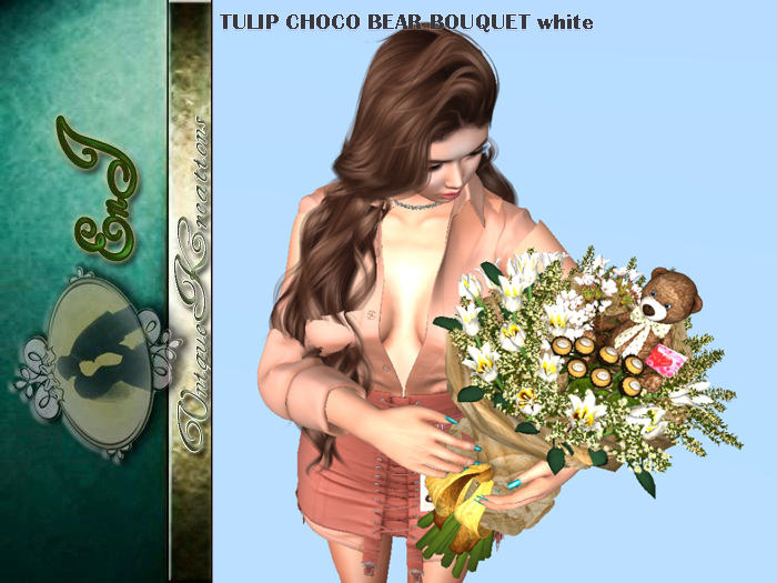 TULIP CHOCO BEAR BOUQUET white