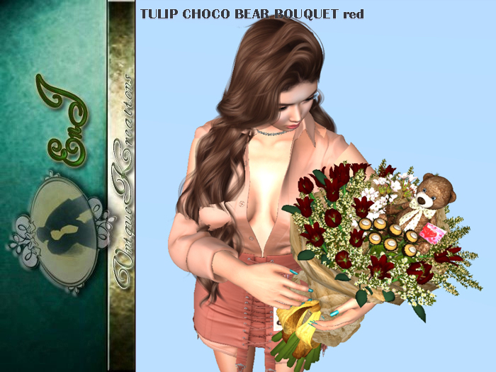 TULIP CHOCO BEAR BOUQUET red