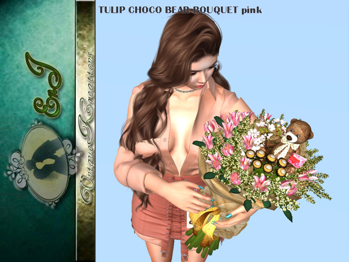 TULIP CHOCO BEAR BOUQUET pink