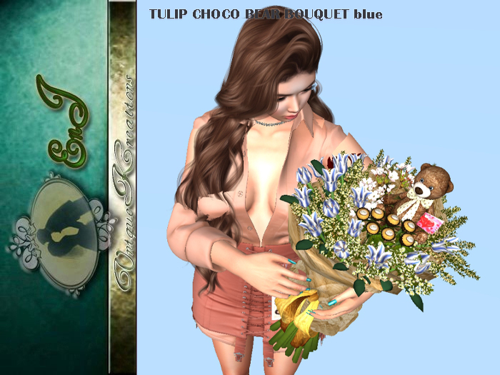 TULIP CHOCO BEAR BOUQUET blue