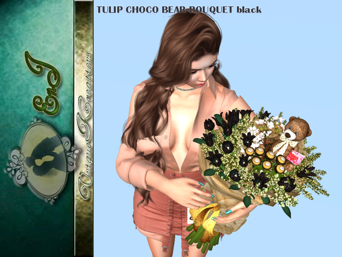 TULIP CHOCO BEAR BOUQUET black