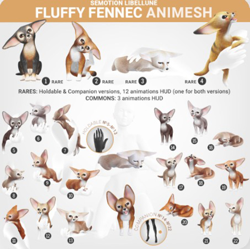 SEmotion Libellune Fluffy Fennec Animesh COMMON 19 RARE