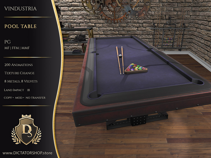 [Ds] Vindustria Pool Table Trios PG