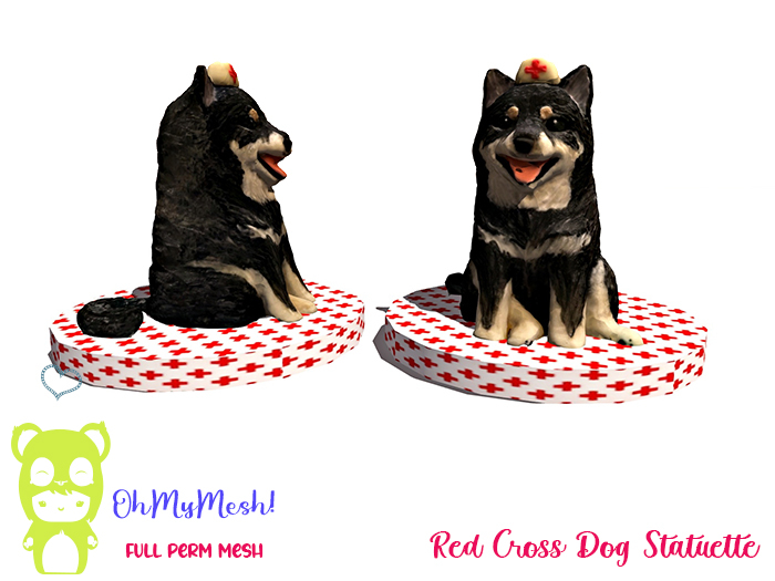 OhMyMesh! Red Cross Dog Statuette Full Perm Mesh