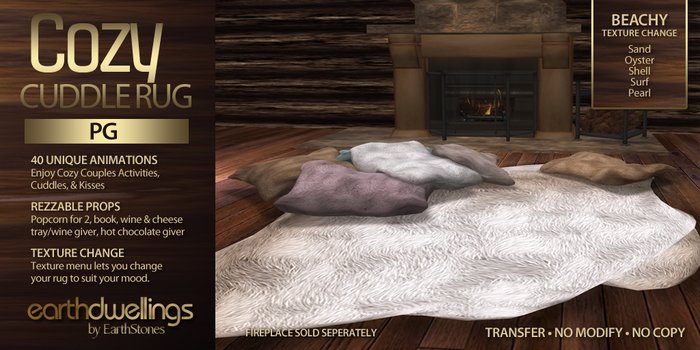 Second Life Marketplace - EarthDwellings Cozy Cuddle Rug - Beachy (PG)(BOX)