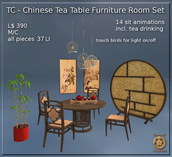Chinese Tea Table Furniture Room Set