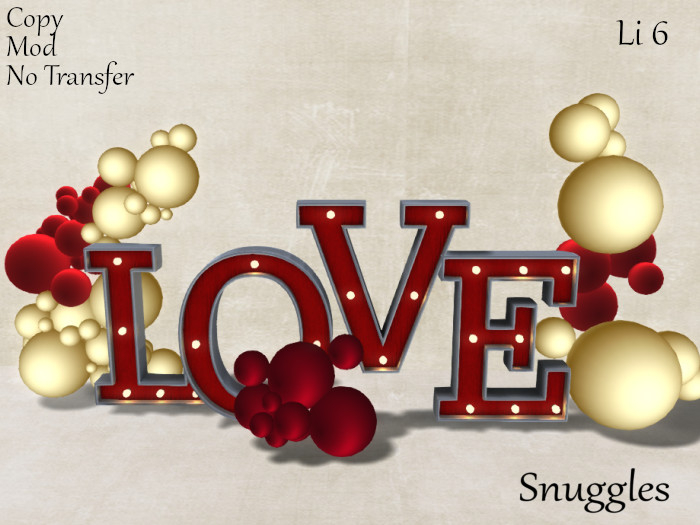 Love Sign with Balloons [red & gold] By Snuggles 