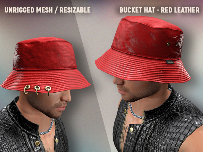 [7/11] Bucket Hat - Red Leather