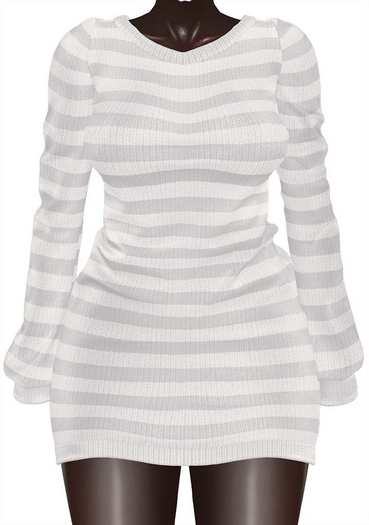 Kaithleen's Striped Woolen Dress - White
