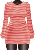 Kaithleen's Striped Woolen Dress - Peach