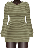 Kaithleen's Striped Woolen Dress - Khaki