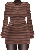 Kaithleen's Striped Woolen Dress - Brown
