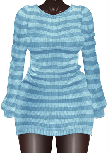 Kaithleen's Striped Woolen Dress - Blue