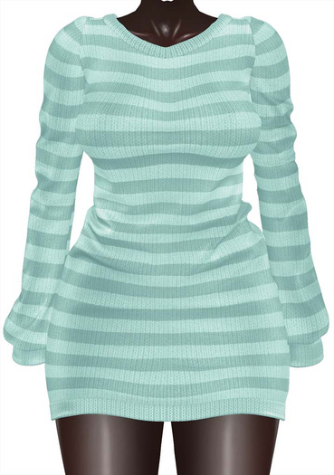 Kaithleen's Striped Woolen Dress - Aqua