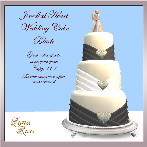 Jewelled Heart Wedding Cake BLACK