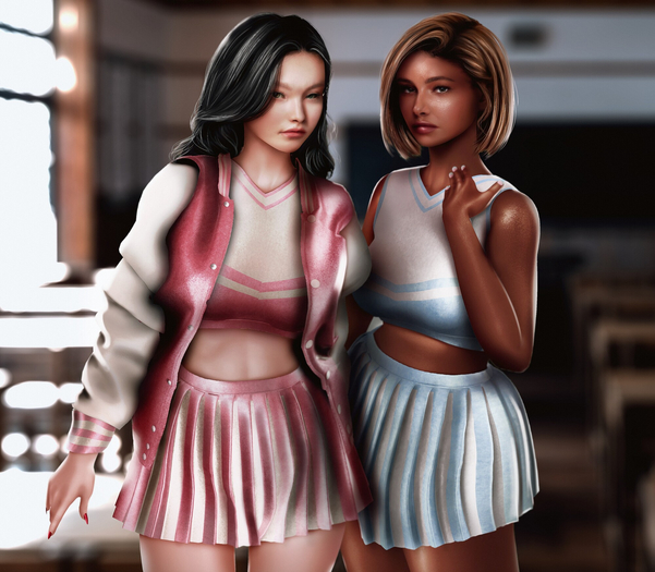 [SHOPLIFTER] - Varsity Jacket & Cheerio Uniform Lt. Blue and Lt. Pink